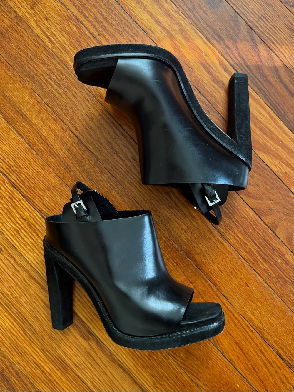Alexander Wang Black High-Heel Peep-Toe Slingback Sandals